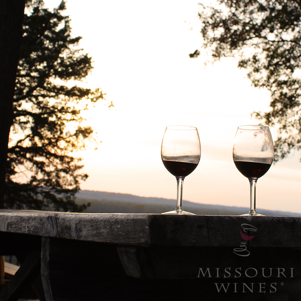 What we are thankful for: Local wine with a Missouri River Blufftop view. 