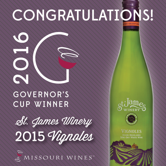 Congratulations to St. James Winery for winning the 2016 Governor's Cup for their 2015 Vignoles
