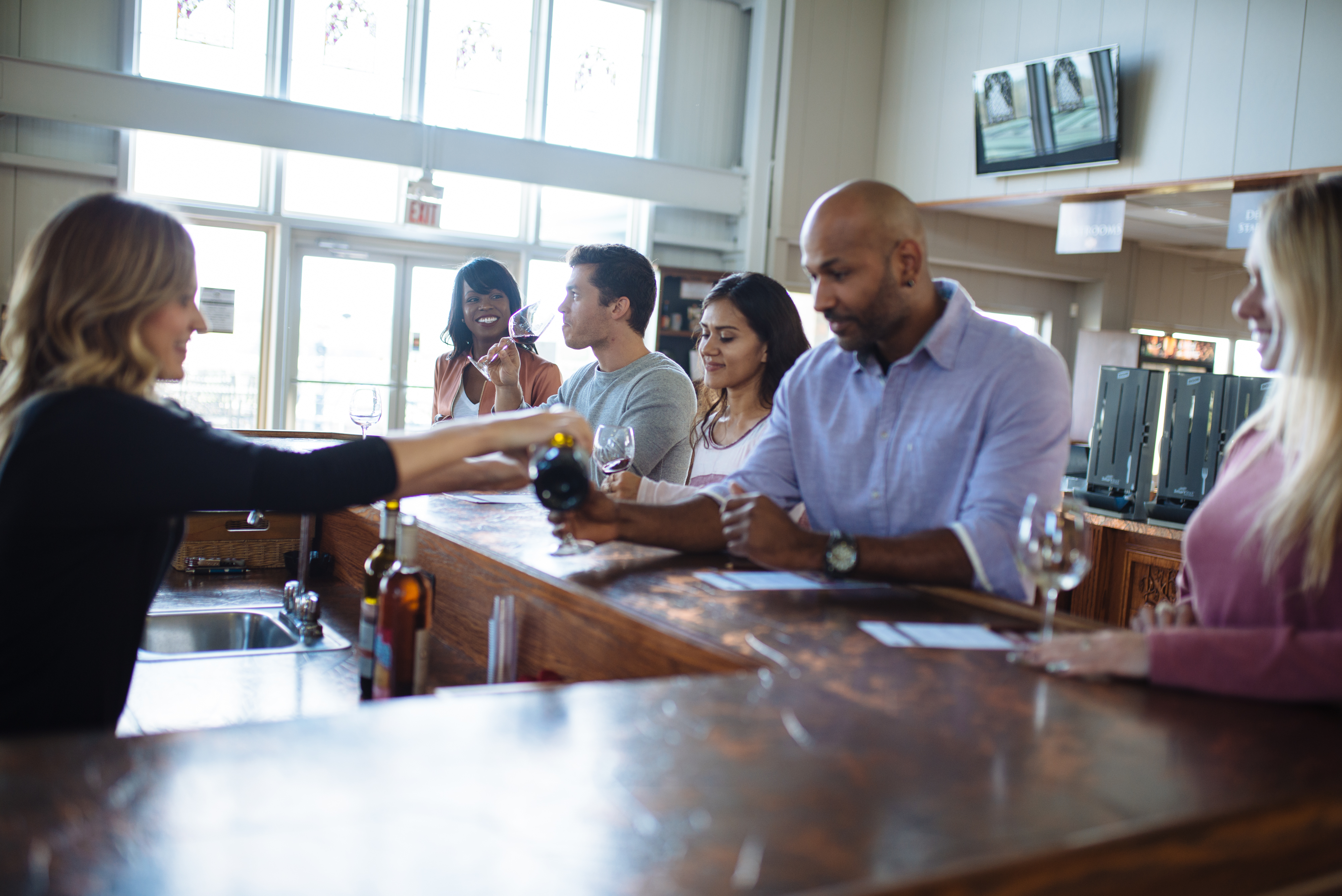 People at a winery restaurant