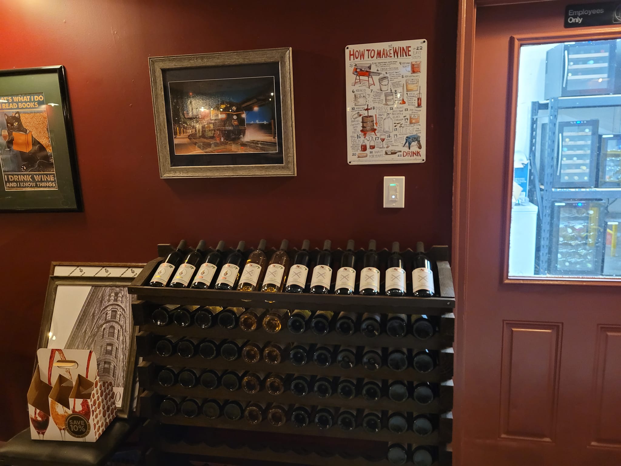 Wines displayed on rack