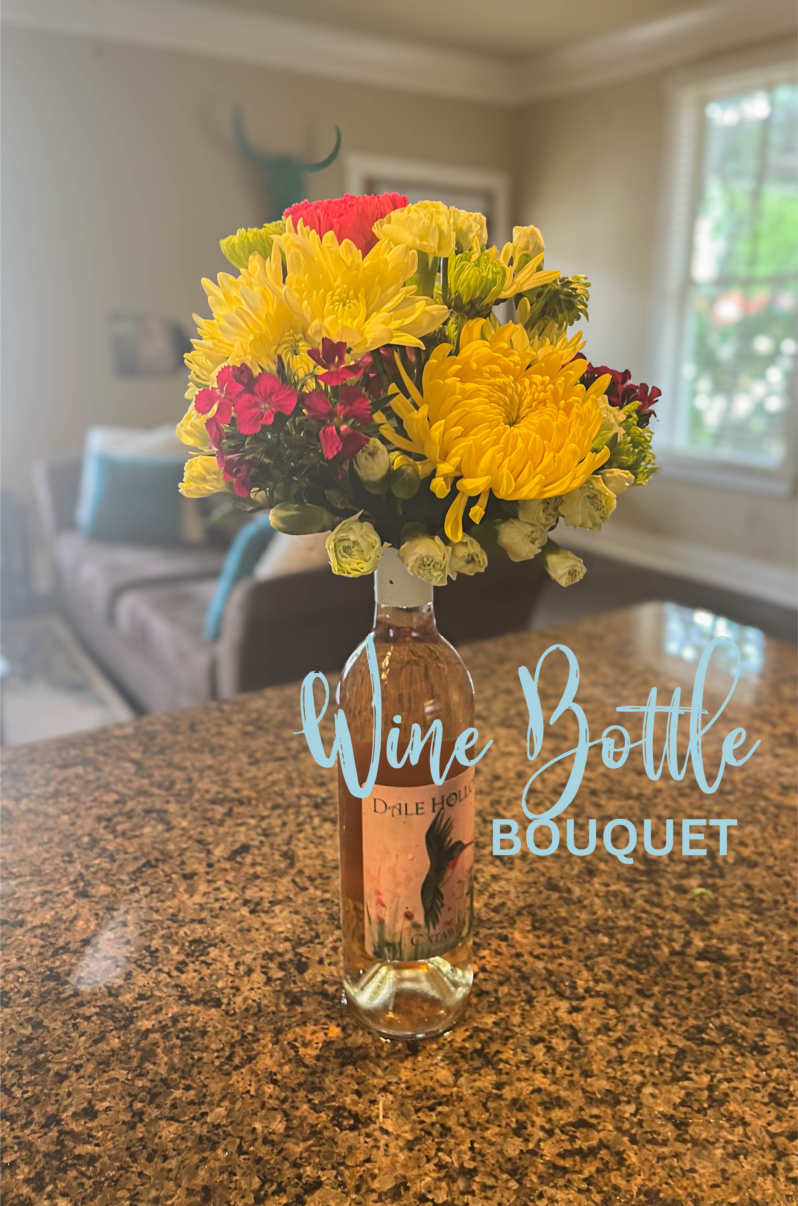 Finished Wine Bottle Bouquet