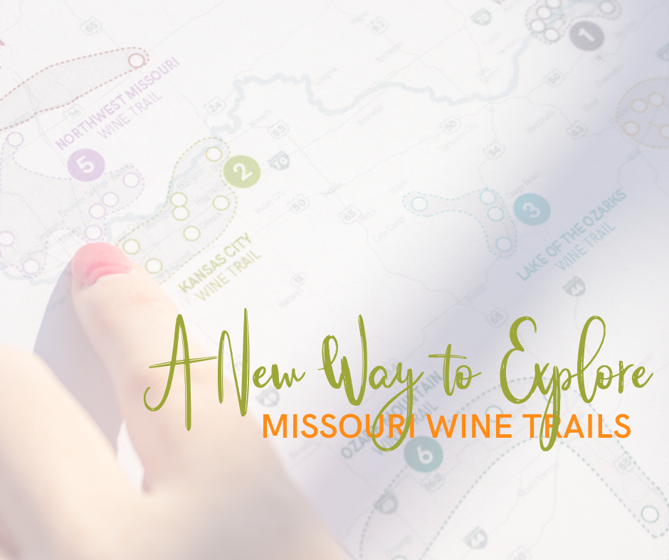 Wine trail map with a finger pointing to a wine trail with text overlayed