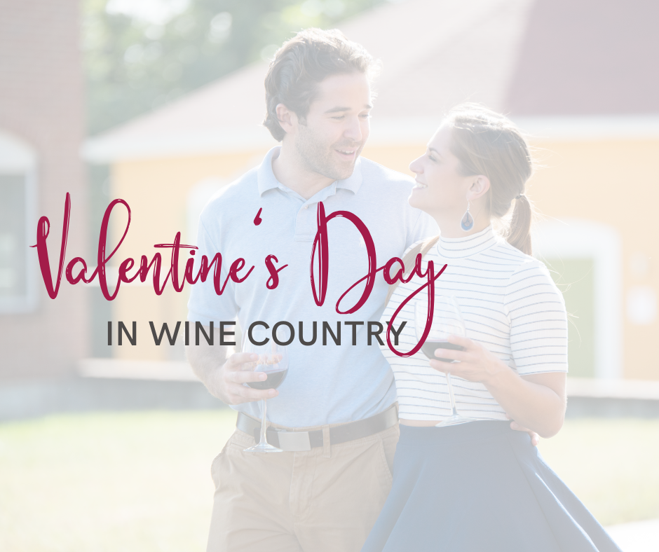 Valentine’s Day in Wine Country over couple in wine country
