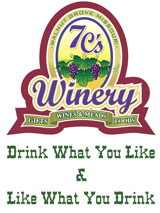 7C's Winery- Winery logo that reads "7c Winery Gifts, Wines & Meads, Foods- Drink what you like and like what you drink".