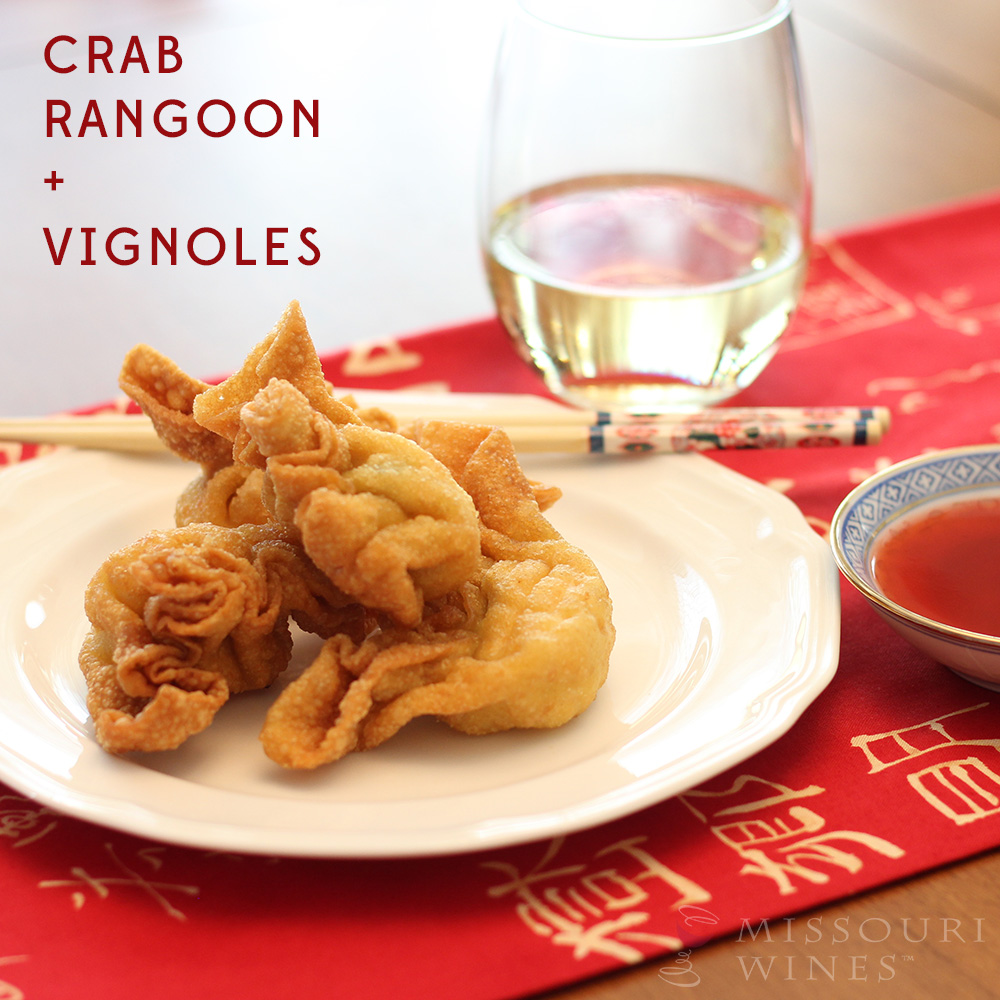 Pairing MO Wine and Chinese Food: Crab Rangoon + Vignoles
