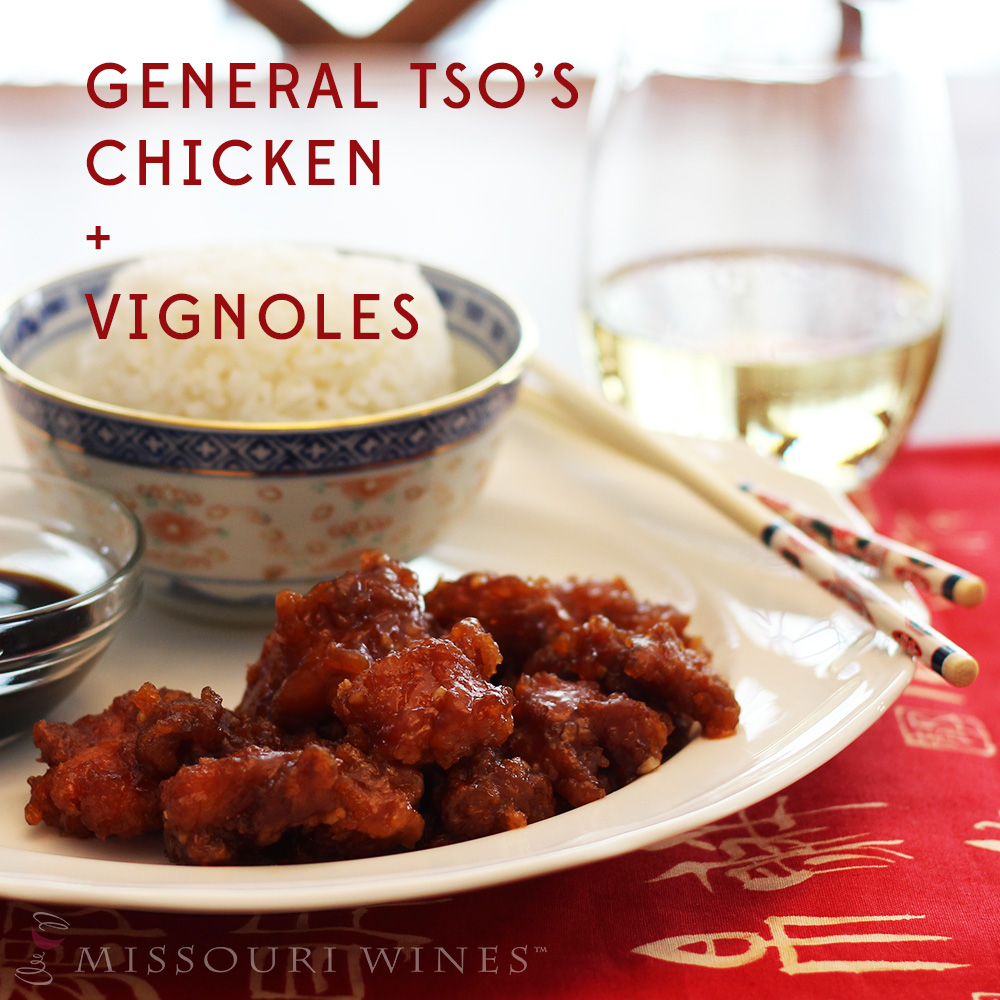 Pairing MO Wine and Chinese Food: General Tso Chicken + Vignoles 