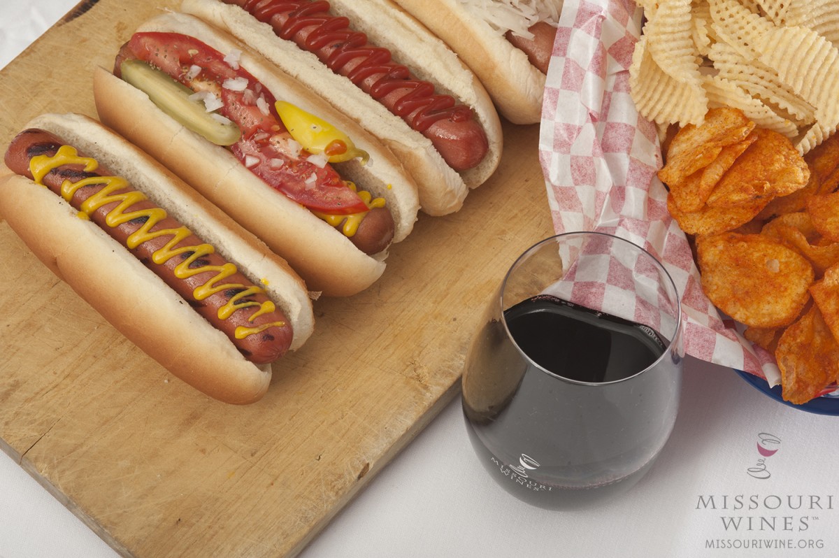 Hot dogs and Missouri wine