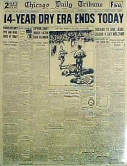 Celebrate Repeal Day with MO Wine - Historical newspaper with headline "14-Year Dry Era Ends Today"