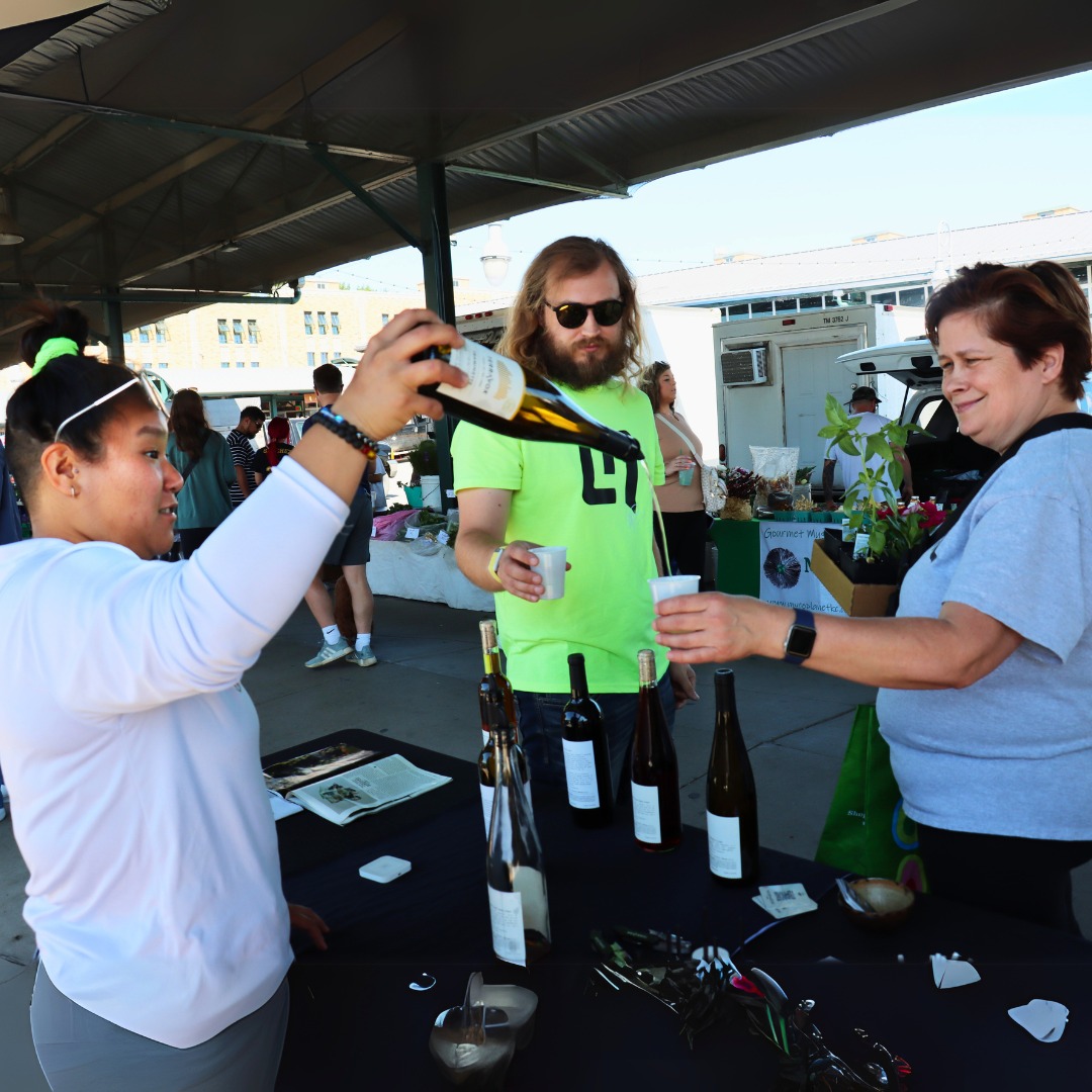 Winery at the market with customers