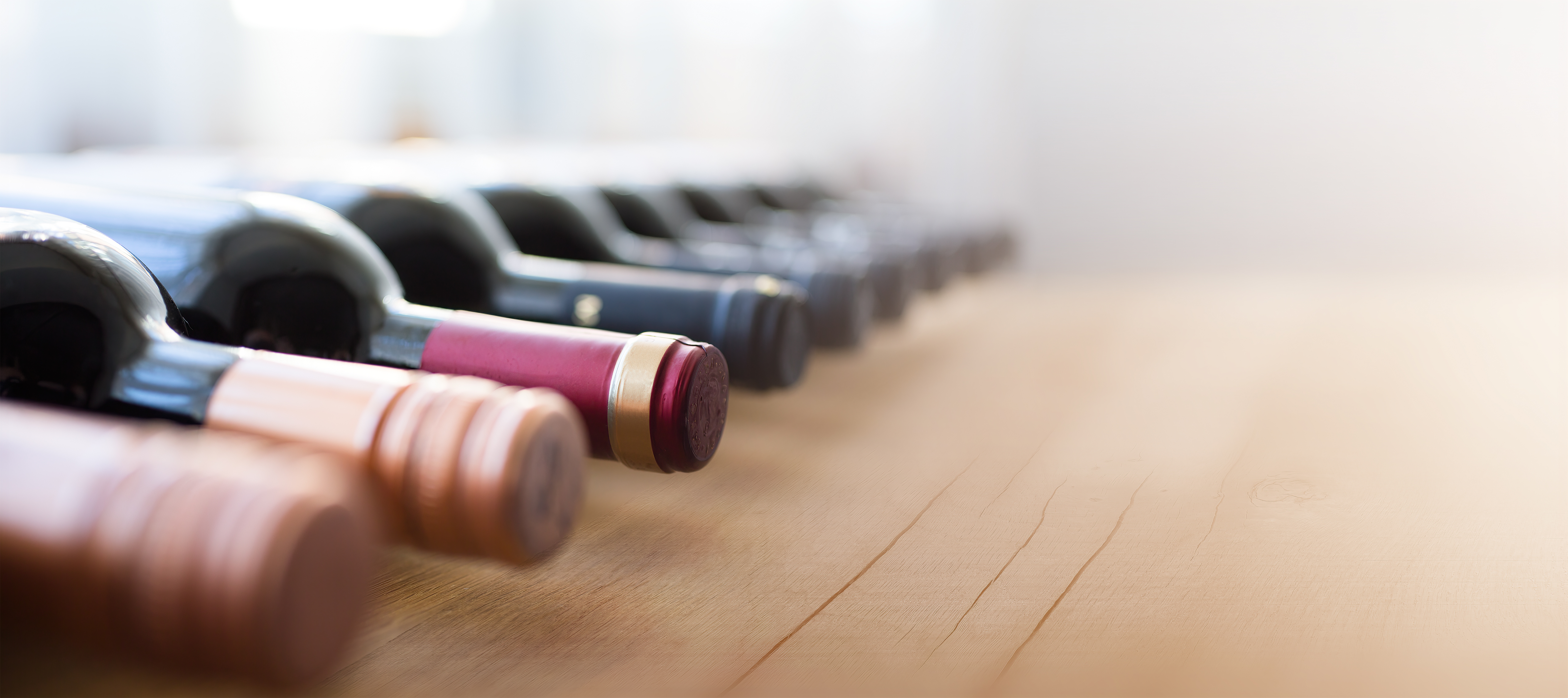wine bottles stored on their side