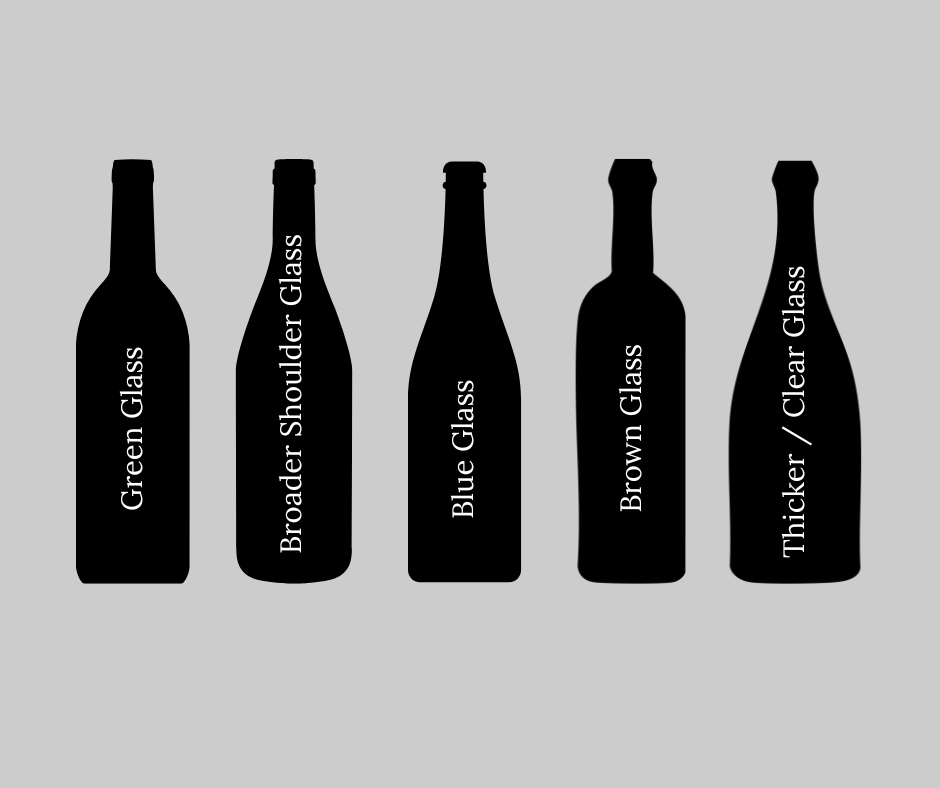 pictures of different shapes of wine bottles.