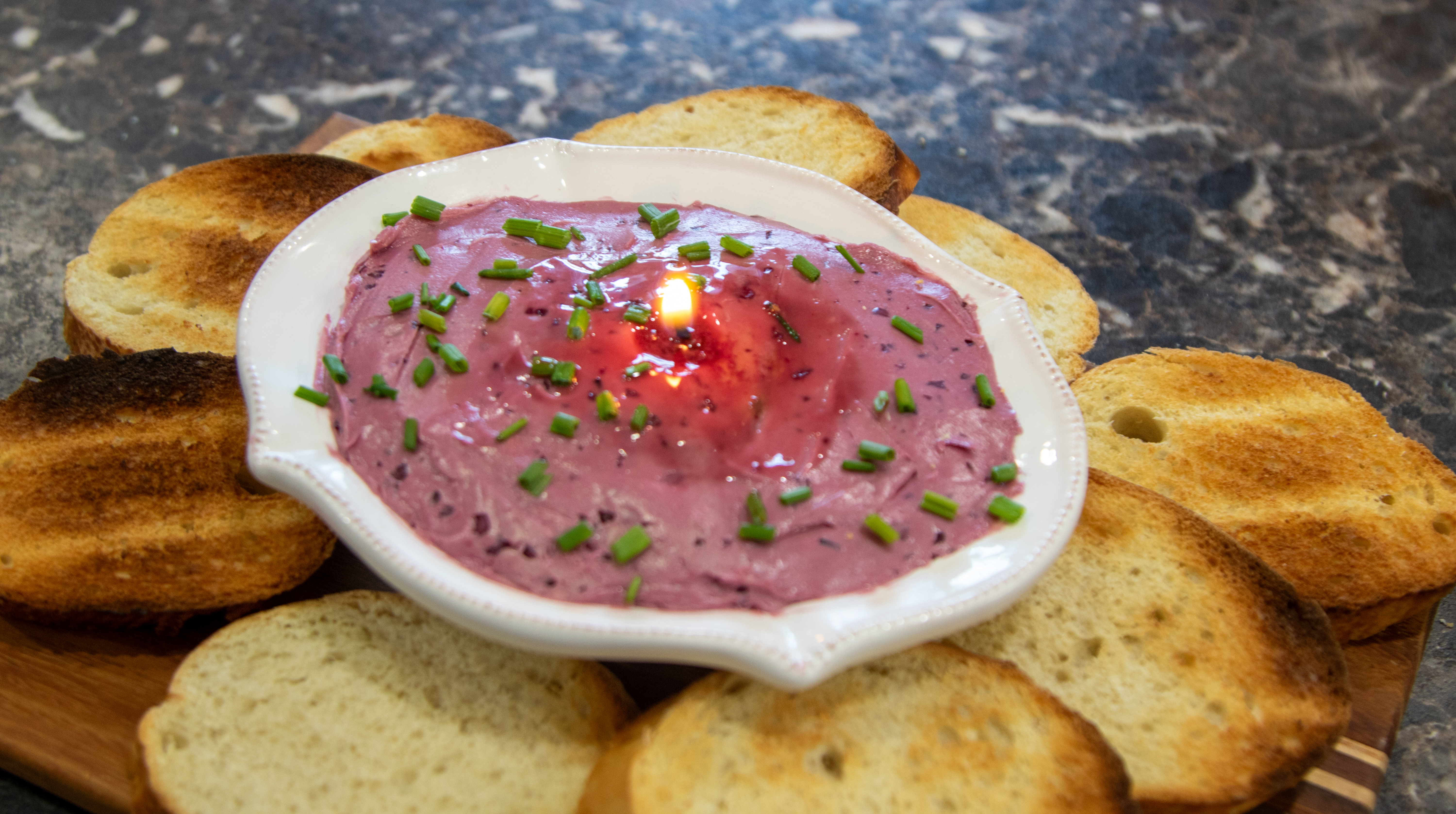 Finished and lit butter candle