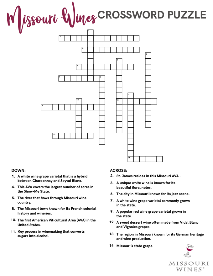 Missouri Wines Crossword Puzzle