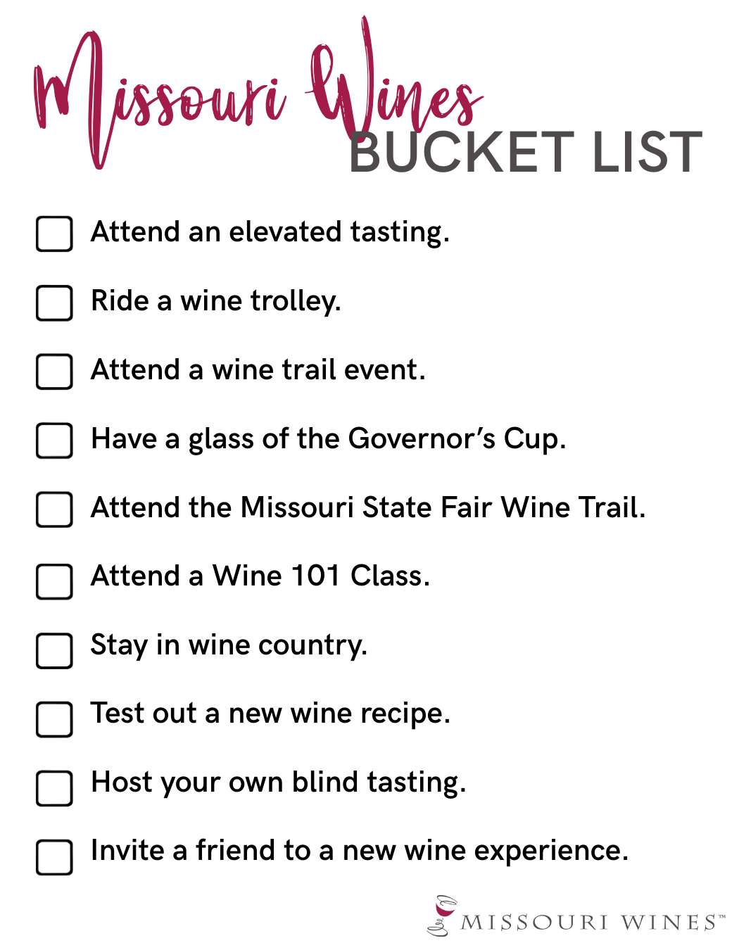 Missouri Wines Bucket List