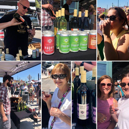 Collage of MO Wine Sampling at the KC City Market 