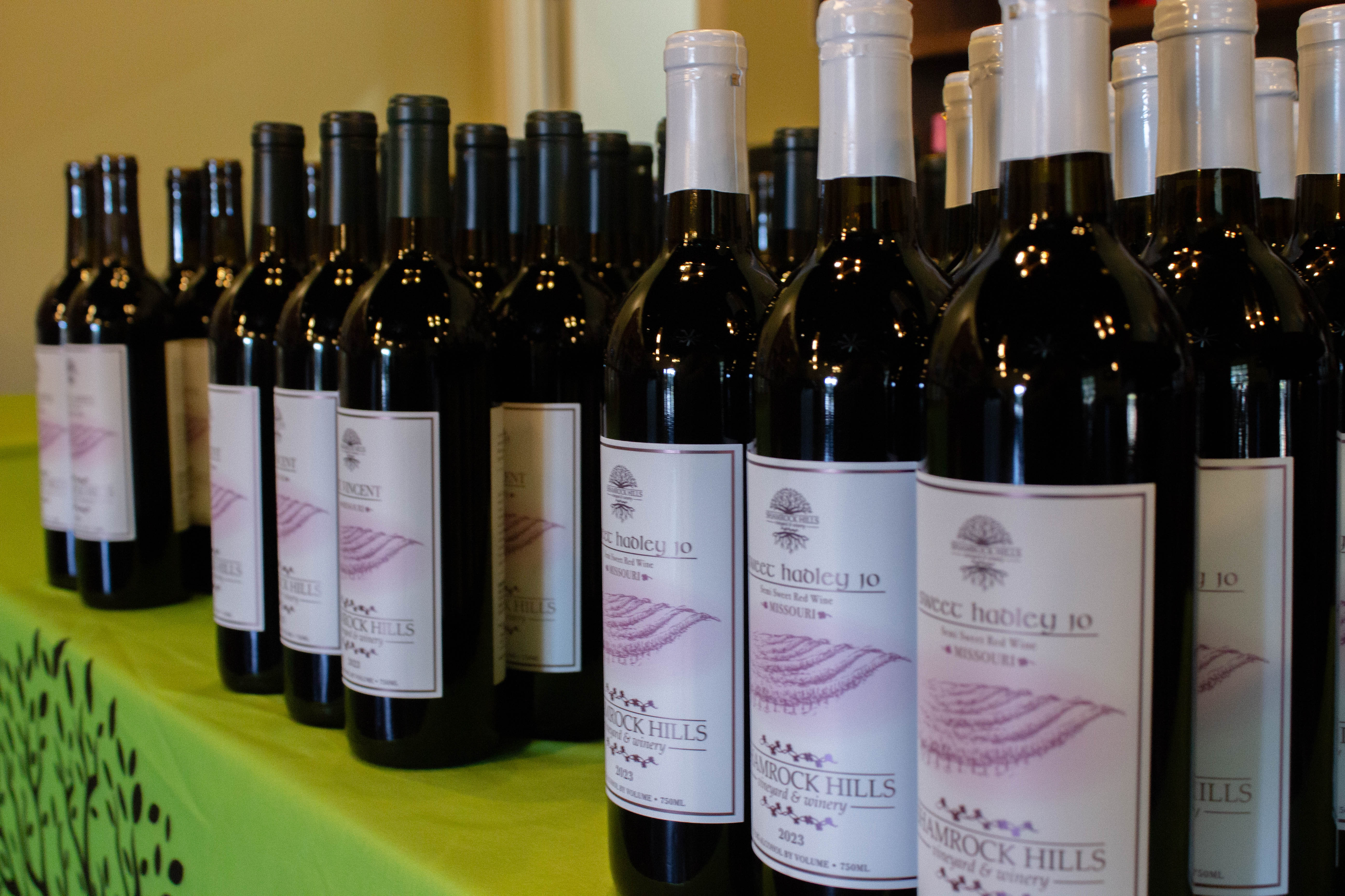 Bottles of Shamrock Hills wines