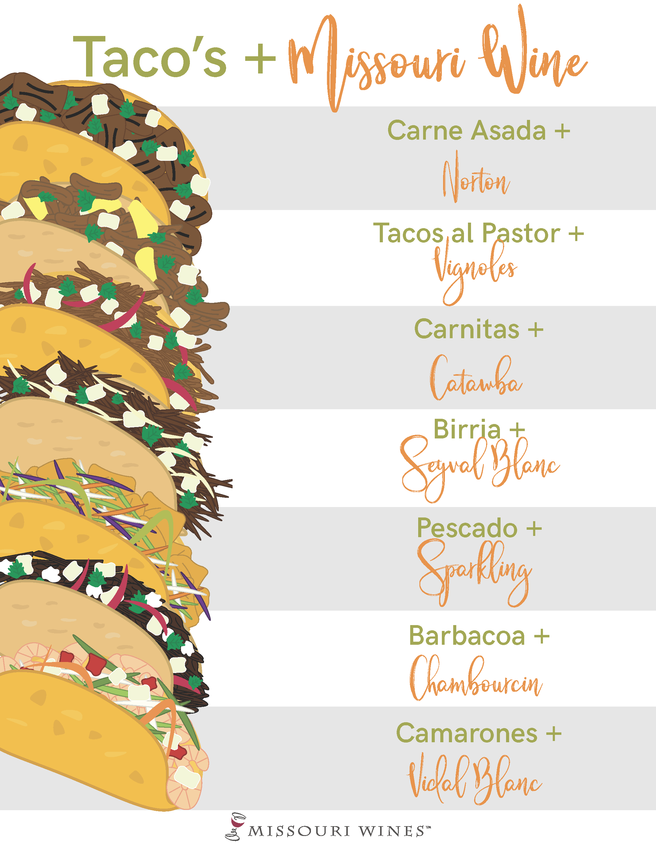 Taco and missouri wine pairing infographic