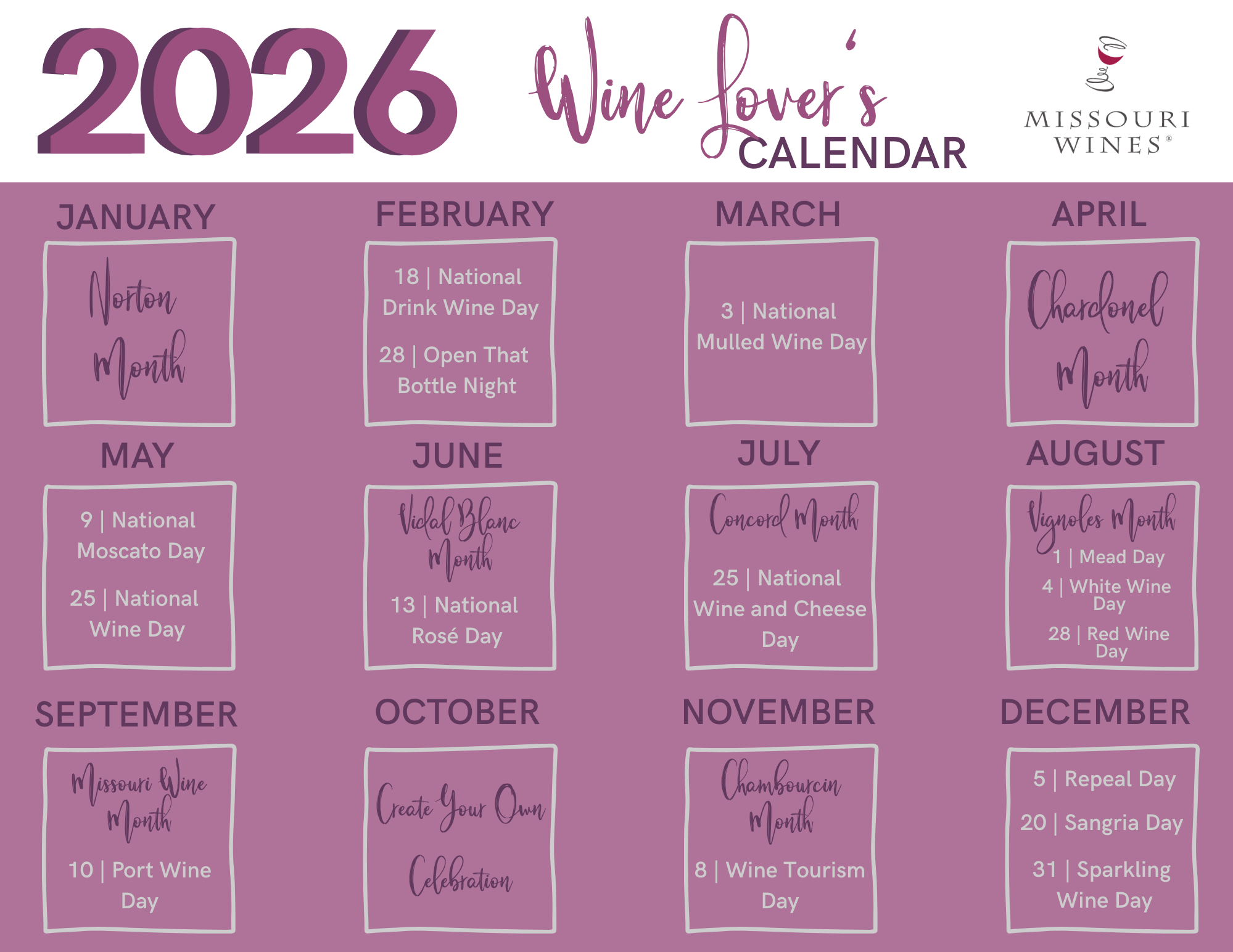 2026 Wine Lover's Calendar