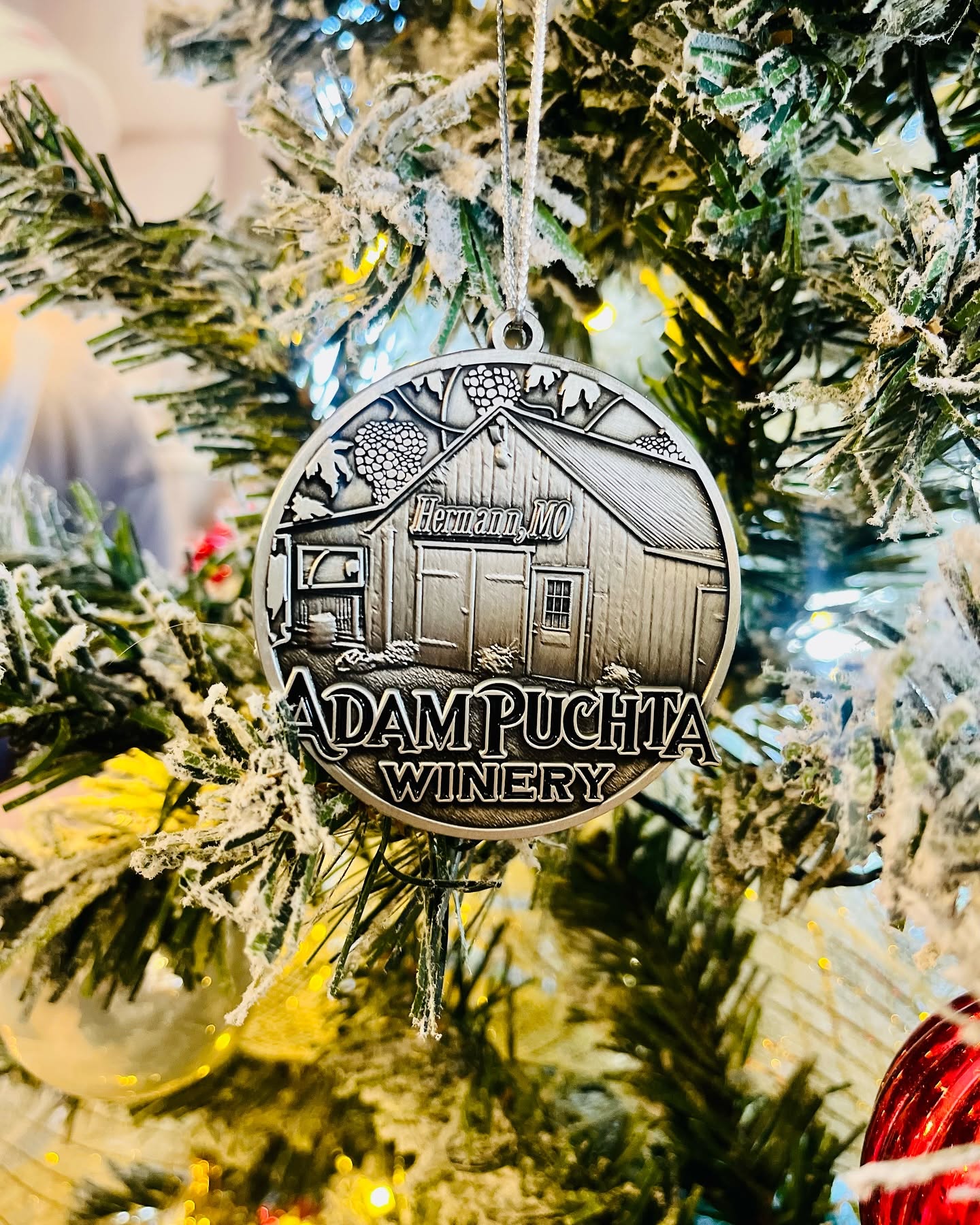 A Christmas ornament hanging on a tree