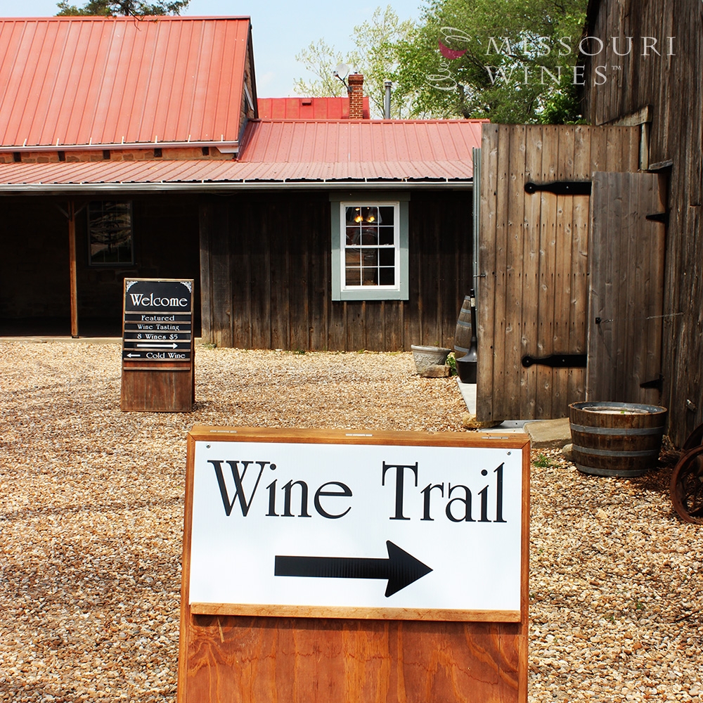 Wine trail sign at a Missouri winery. 